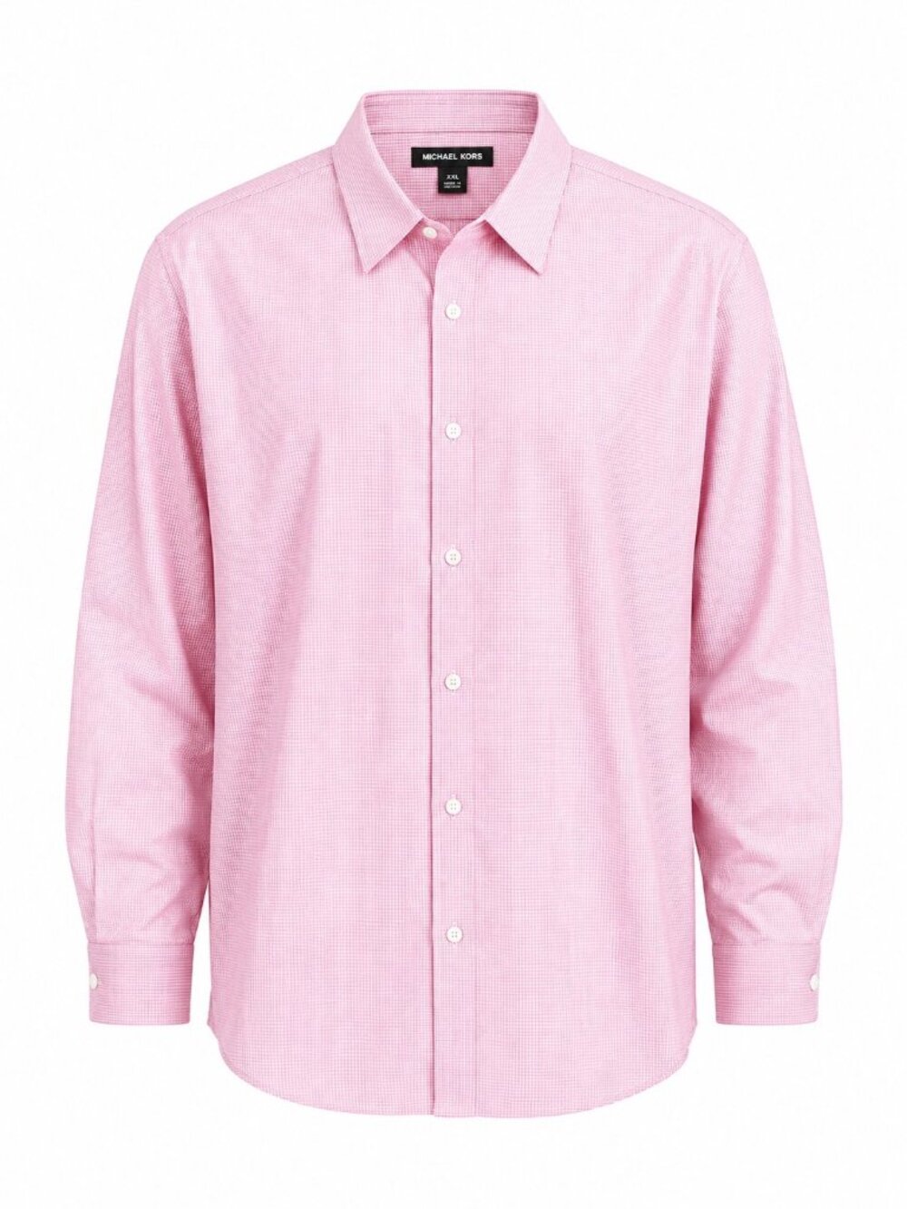 Michael Kors Mens Tailored Fit Pink Long-Sleeve Button-Down Shirt XXL
